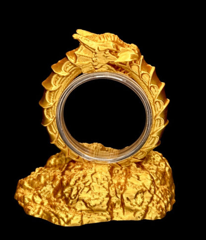 FREE STANDING DESKTOP GOLD INFINITY DRAGON COIN HOLDER!