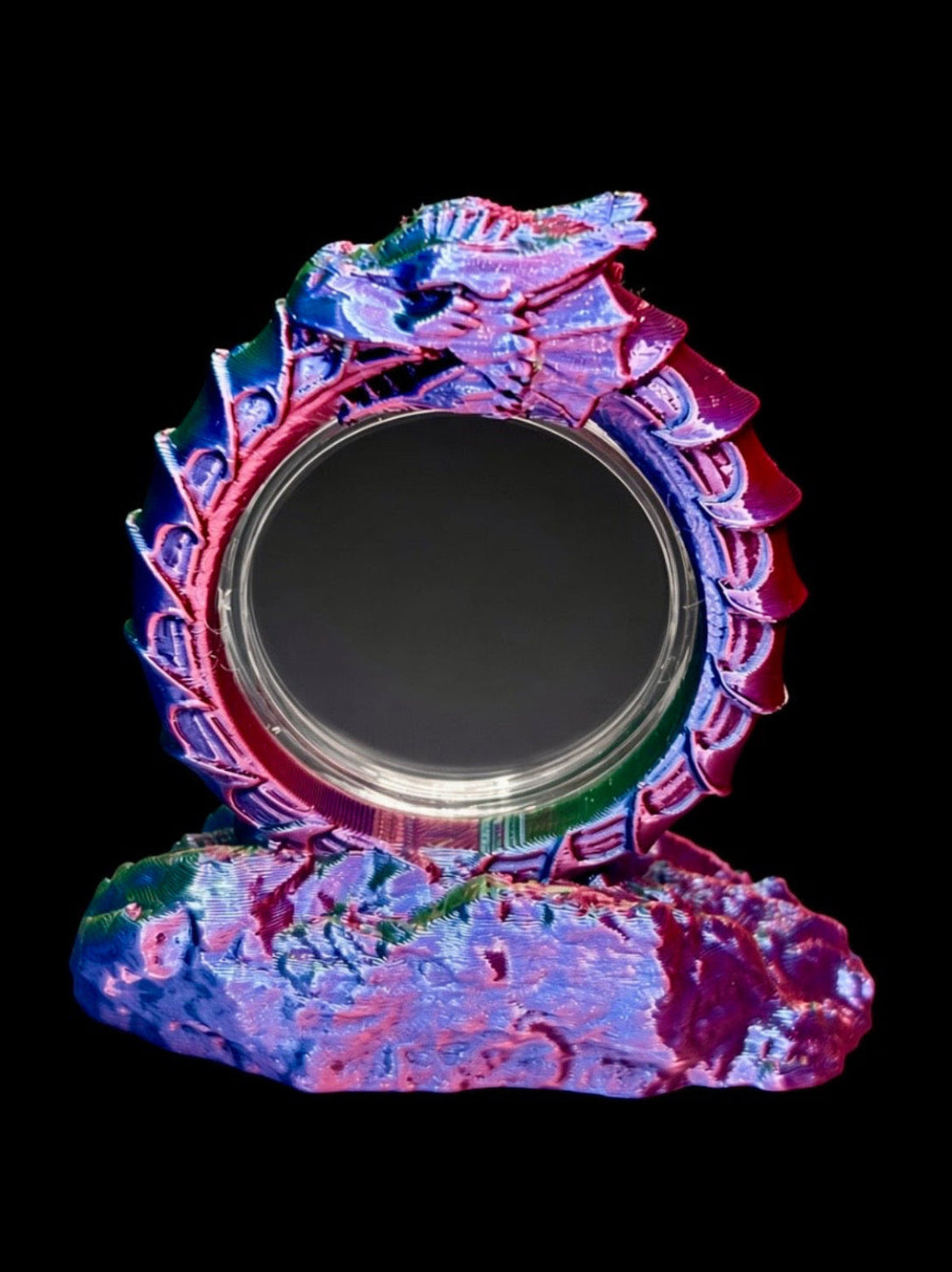 FREE STANDING DESKTOP COLOR CHANGING INFINITY DRAGON COIN HOLDER!