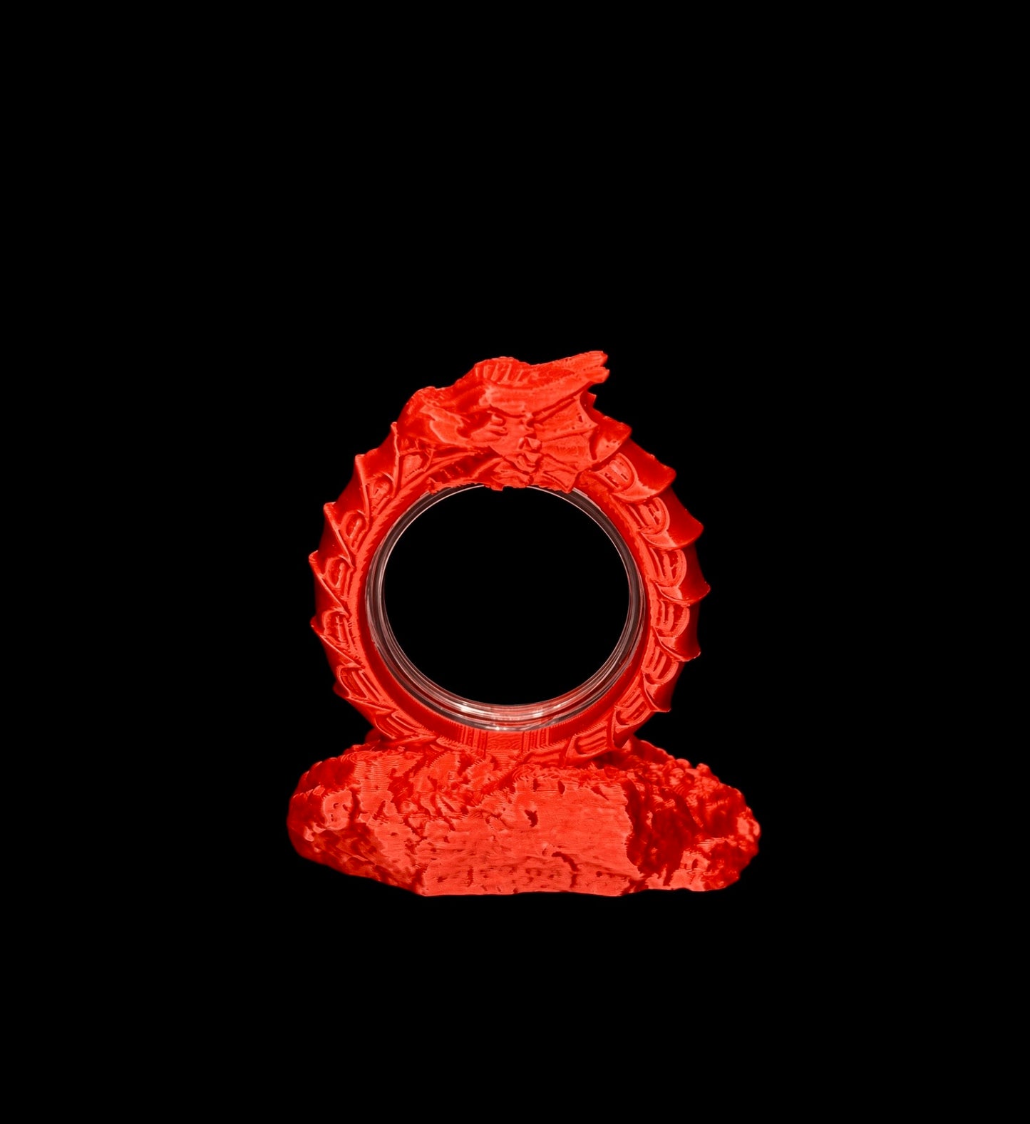 FREE STANDING DESKTOP RED INFINITY DRAGON COIN HOLDER!