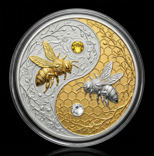 2026 Harmony Bee 5oz .999 Copper with Silver & Gold Gilding Plus Crystals!