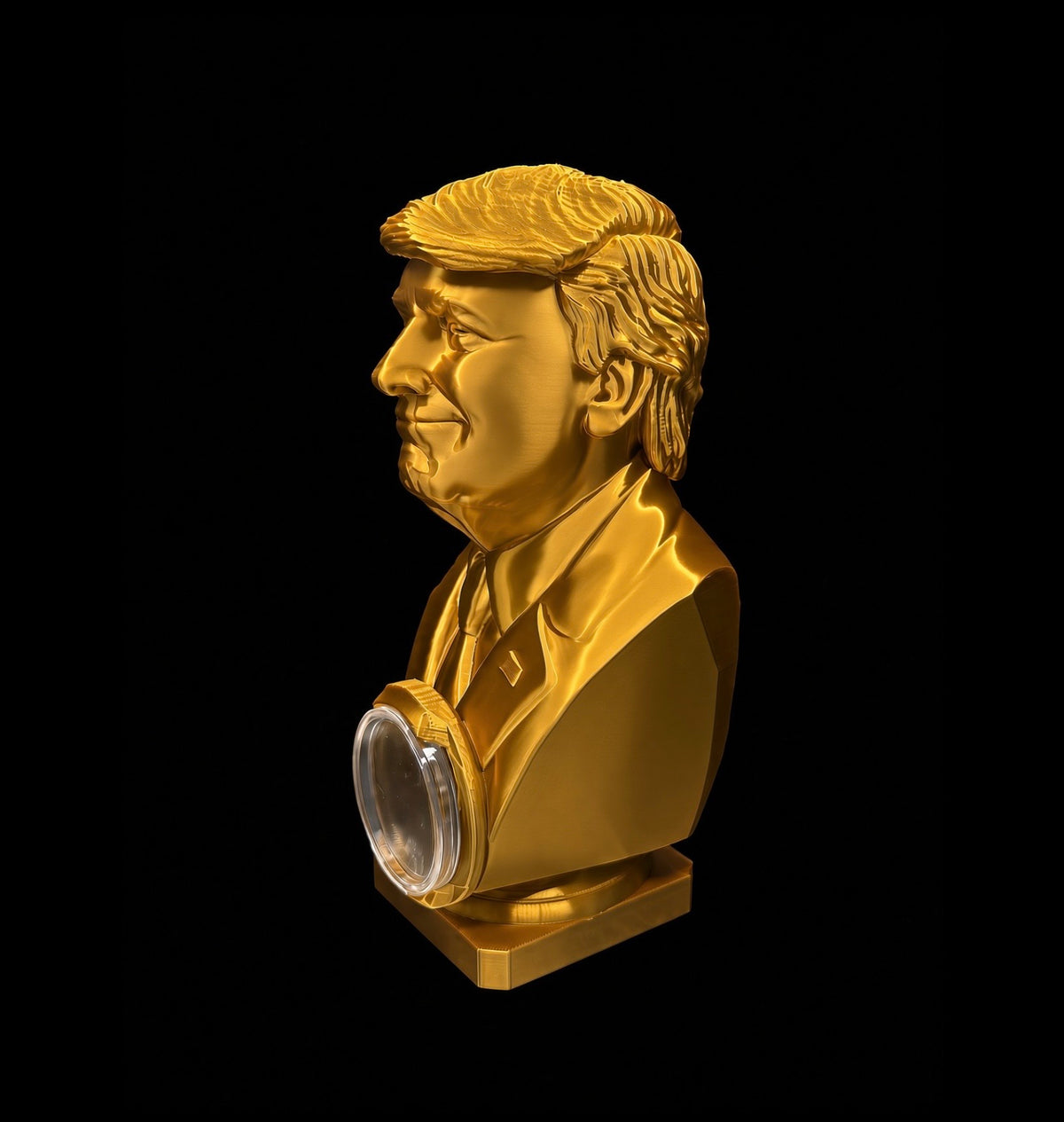 GOLD COLOR DONALD TRUMP 1 oz COIN HOLDER STATUE!