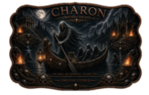 100 Gram Charon - Ferryman of Souls Colorized Copper in Display Box