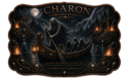 100 Gram Charon - Ferryman of Souls Colorized Copper in Display Box