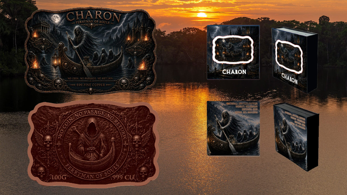 100 Gram Charon - Ferryman of Souls Colorized Copper in Display Box