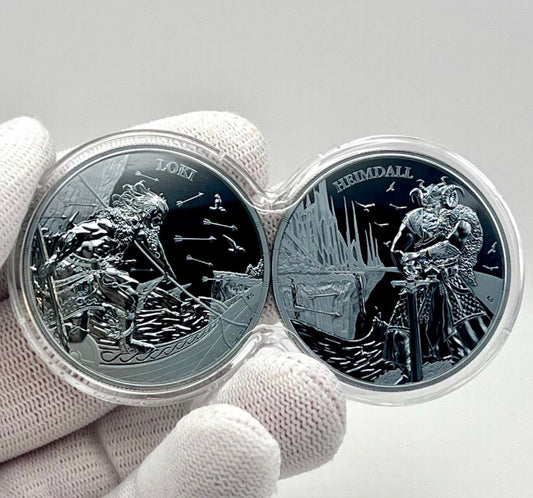 In Stock! 2025 Germania Ragnarok - Loki & Heimdall 2x 1 oz Black Silver Round