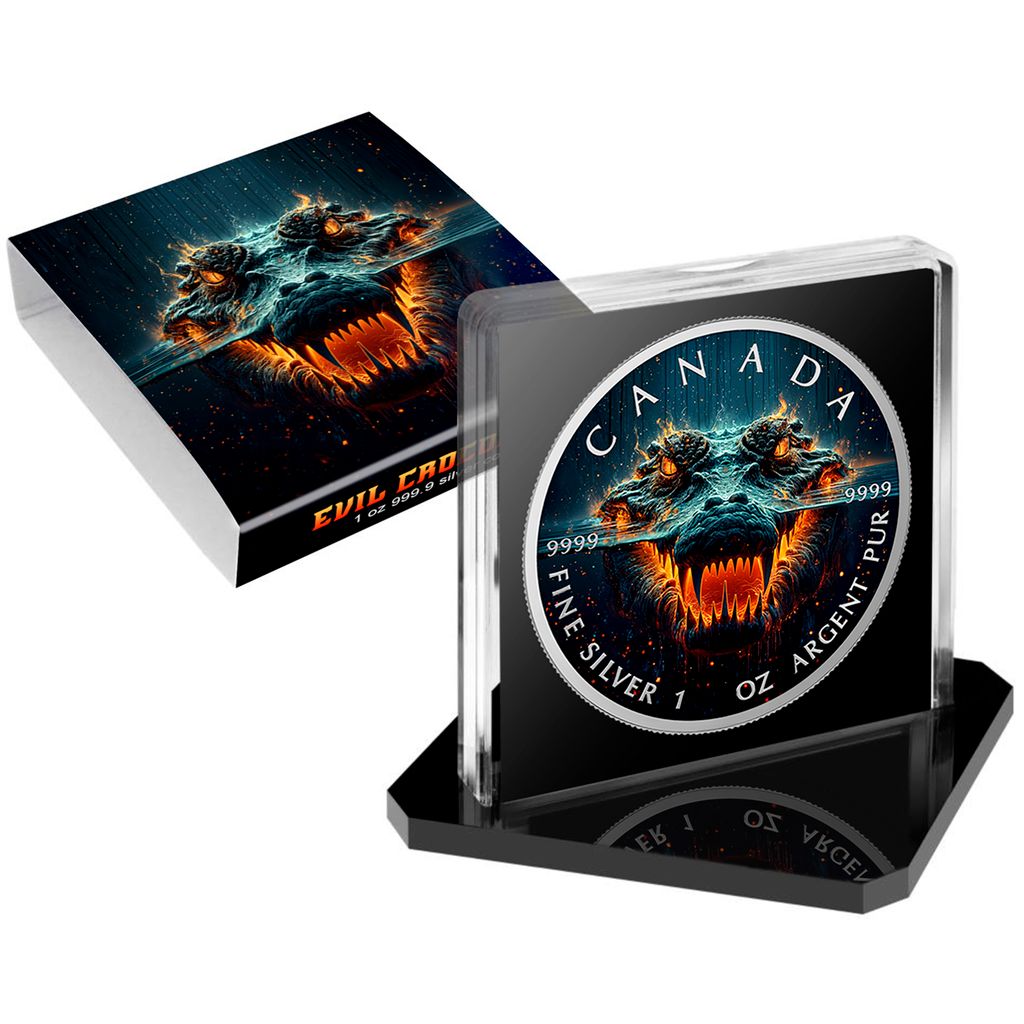In Stock! 2025 Canada Maple Leaf Evil Crocodile Edition 1 oz Silver Coin (100 Mintage)
