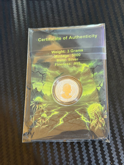 In Stock! 2026 Zombie Kookaburra Edition 3g .999 Colorized Silver
