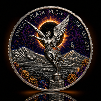 In Stock! 2021 Mexico Libertad Eclipse Celestial 1oz .999 Silver Coin Colorized Edition