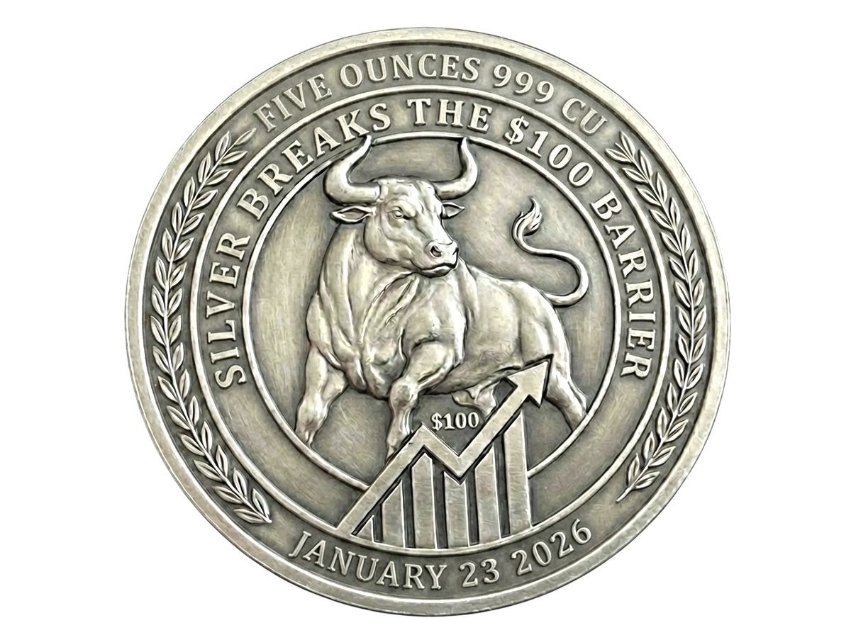 In Stock! 2026 Silver Breaks $100 Bull Market 5 oz Copper Medal