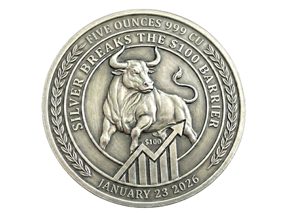 In Stock! 2026 Silver Breaks $100 Bull Market 5 oz Copper Medal