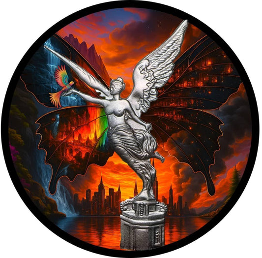 In Stock! 2024 Mexico Libertad Butterfly Utopia/Nightmare1 oz Colorized Silver Art Coin (100 Mintage)