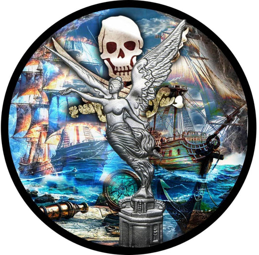 In Stock! 2024 Mexico Libertad Pirate's Plunder 1 oz Colorized Silver Art Coin (100 Mintage)