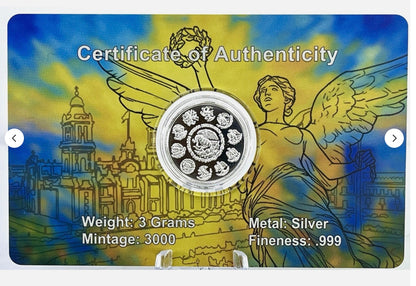 In Stock! 2026 Mexico Libertad Tribute Round 3 Gram .999 Silver Proof Art Medal in Card
