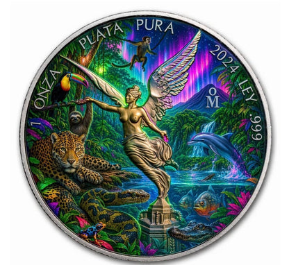 In Stock! 2024 Mexico Libertad 1 oz Silver Mystical Amazon Rainforest Coin (Mintage TBD)