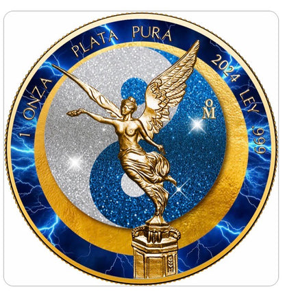 In Stock! 2024 Mexico Libertad Sun & Moon Electric Blue Storm Edition 1 oz Silver Coin (04/23)