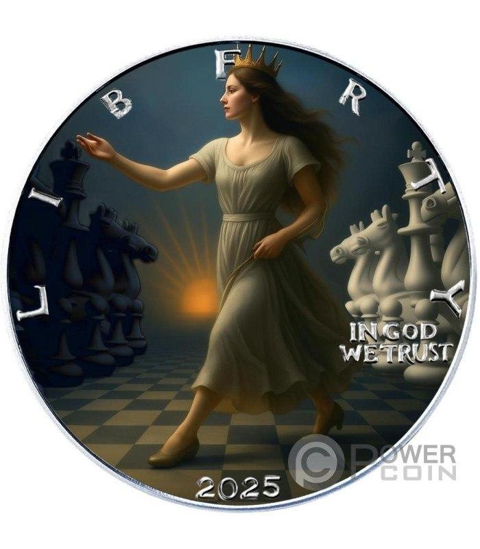 In Stock! QUEEN OF CHESS 1 Oz Silver Coin 1$ USA 2025