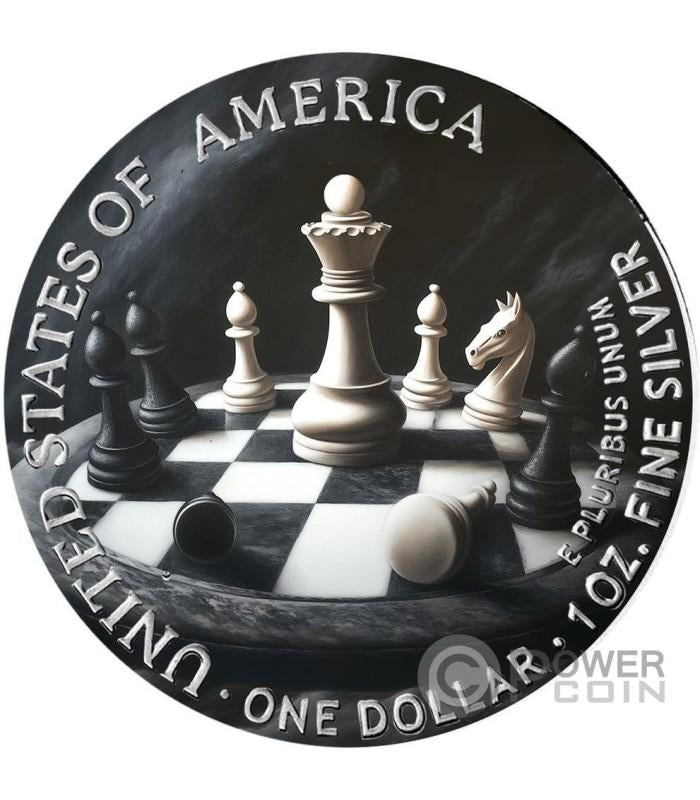 In Stock! QUEEN OF CHESS 1 Oz Silver Coin 1$ USA 2025