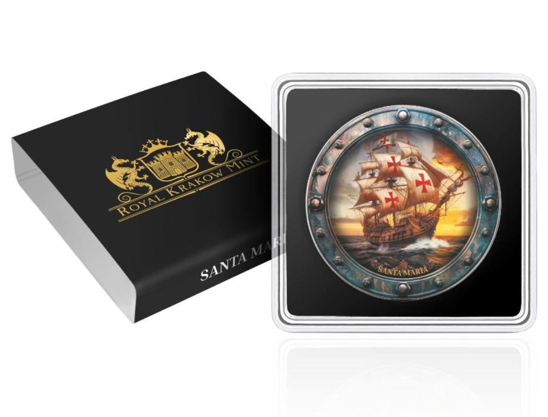 In Stock! American Silver Eagle Famous Ships Series Santa Maria1 oz Silver Colorized Art Coin