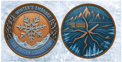 In Stock! Winter's Embrace Colorized 5 oz Copper Medal (5,000 Mintage)