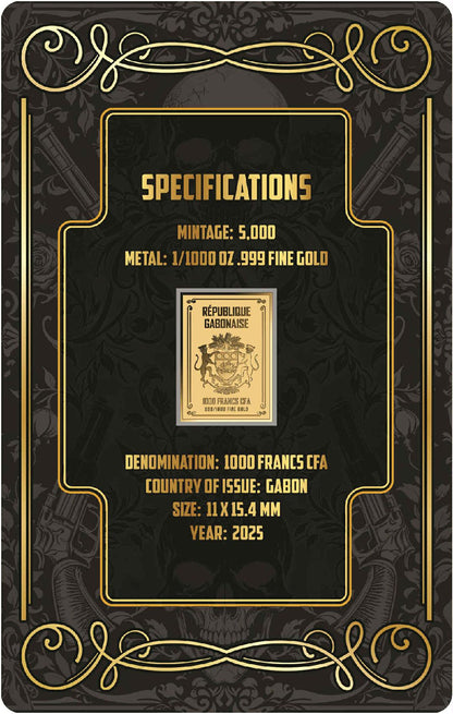 In Stock! 2025 Gabon Playing Cards Queen of Hearts 1/1000 oz Gold in Card (5,000 Mintage)