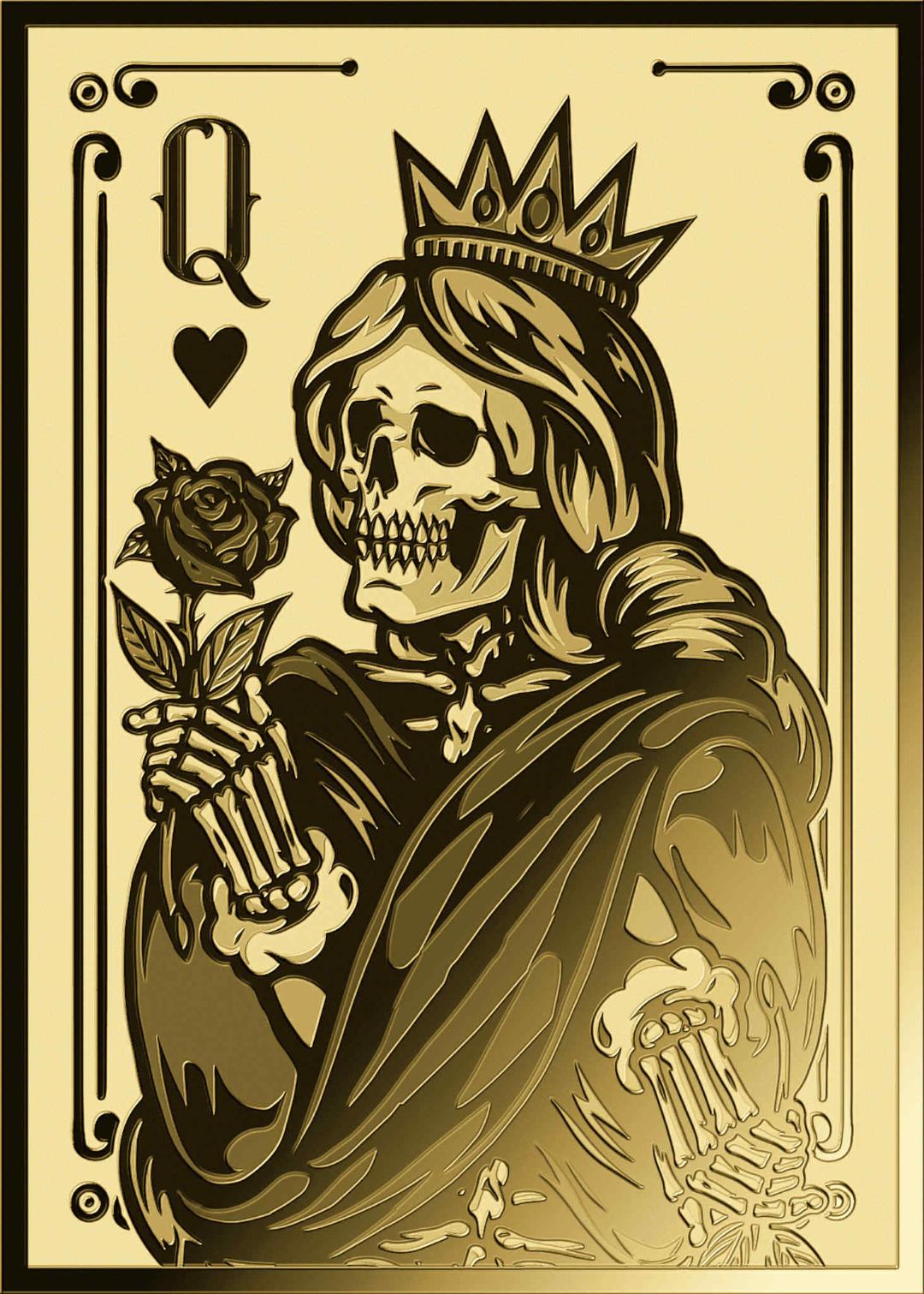 In Stock! 2025 Gabon Playing Cards Queen of Hearts 1/1000 oz Gold in Card (5,000 Mintage)