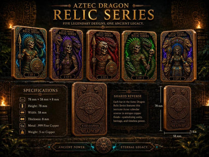 APM Mint Aztec Dragon Relic Series First Release - The Undead Warrior King - 5 oz Copper Colorized Bar in Capsule (1000 Mintage)