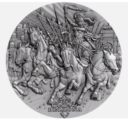 In Stock! 2018 Niue Bellona Roman Gods 2 oz Antique finish Silver Coin