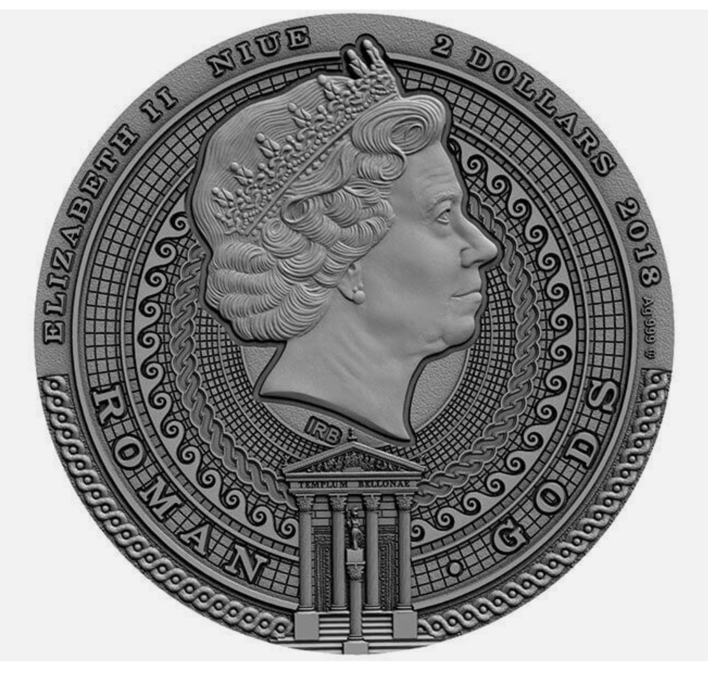 In Stock! 2018 Niue Bellona Roman Gods 2 oz Antique finish Silver Coin