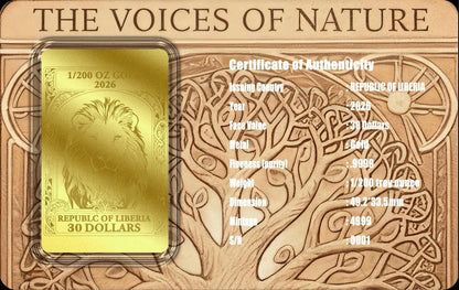 In Stock! 2026 Liberia The Savanna’s Heart 1/200 oz .9999 Gold Coin in Card