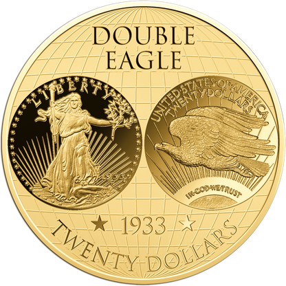 Chad 1933 U.S. Double Eagle Tribute 1/200 oz Gold Coin