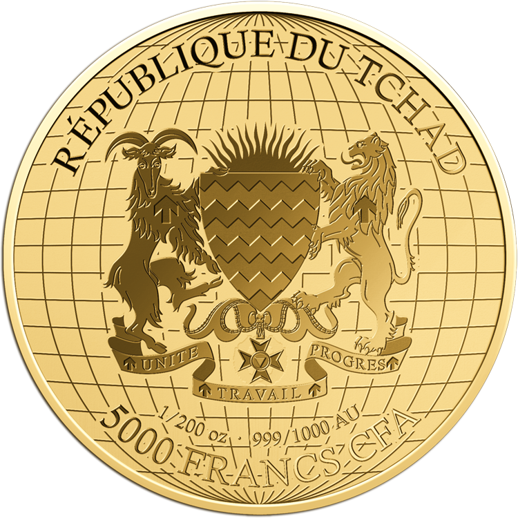 Chad 1933 U.S. Double Eagle Tribute 1/200 oz Gold Coin