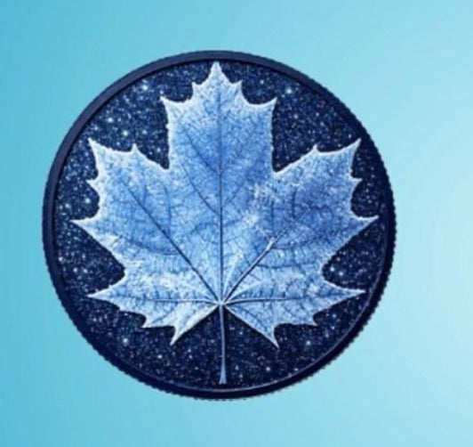 Winter Maple featuring Dual Sided Diamond Dust with Box/Display 1oz Copper (5000 Mint)