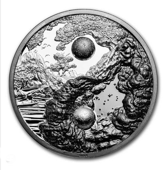 In Stock! 2024 Ultra High Relief Yin & Yang Silver Black Proof 1 oz Silver