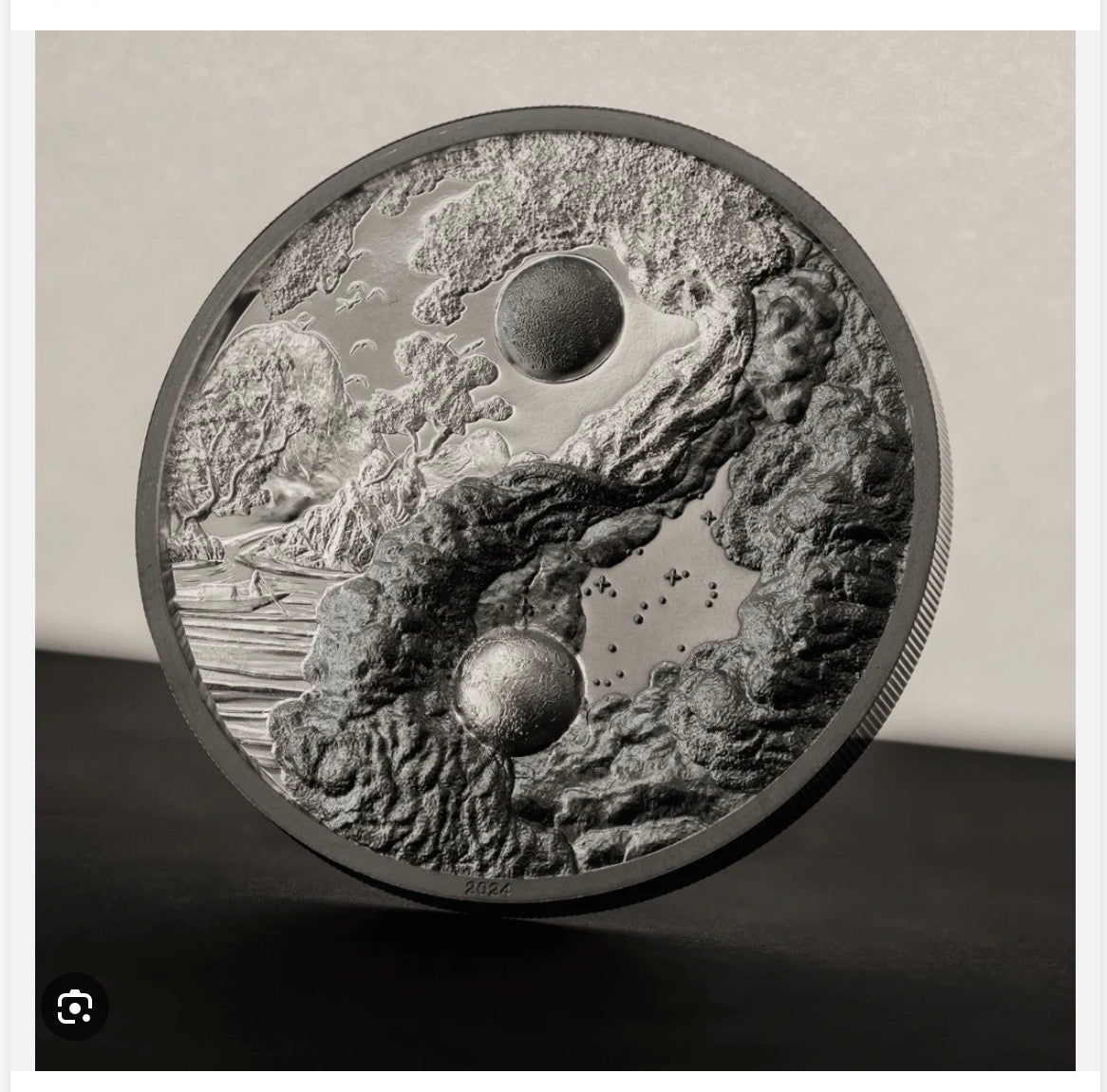 In Stock! 2024 Ultra High Relief Yin & Yang Silver Black Proof 1 oz Silver