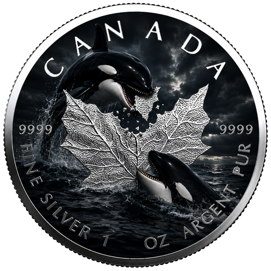 In Stock! 2026 Canada Maple Leaf Colorized– Orca Edition 1oz .9999 Silver Coin