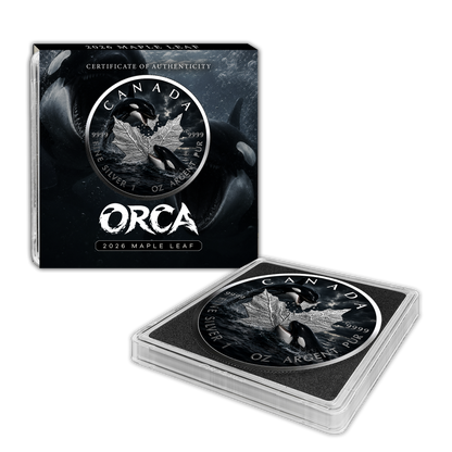 2026 Canada Maple Leaf Colorized– Orca Edition 1oz .9999 Silver Coin