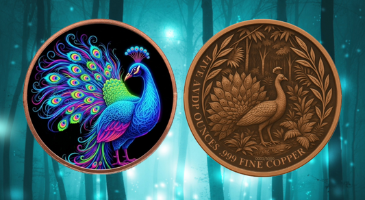 In Stock! 5oz Mystic Night Peacock Colorized Copper in Capsule (5,000 Mintage)