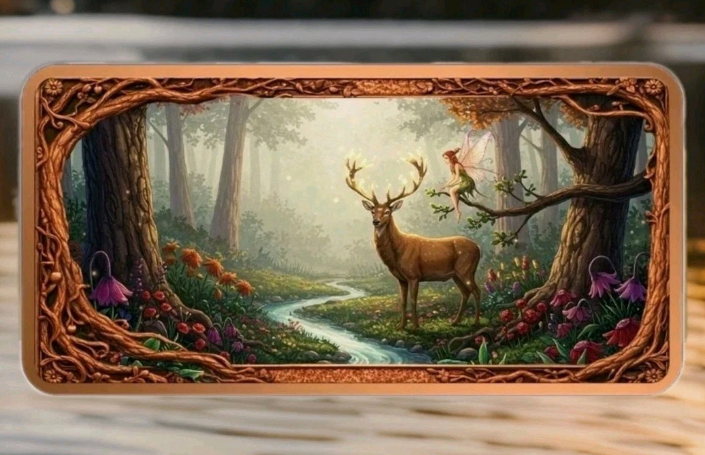 In Stock! 10oz Enchanted Moonriver Grove Deer Colorized Copper Bar in Capsule