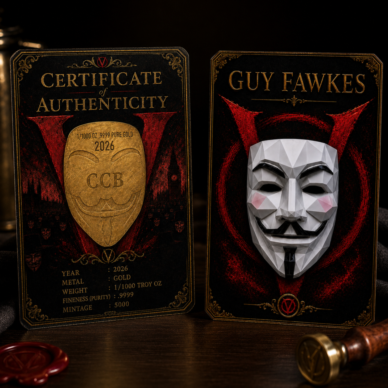 2026 Jumbo Remember Guy Fawkes — 1/1000 Limited-Edition .9999 Pure Gold Mask