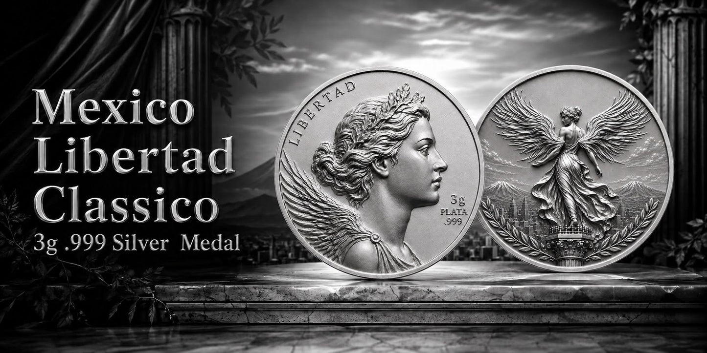 Mexico Libertad Classico 3g .999 Silver Medal. See the Back!