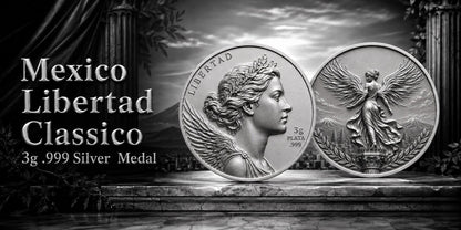 Mexico Libertad Classico 3g .999 Silver Medal. See the Back!