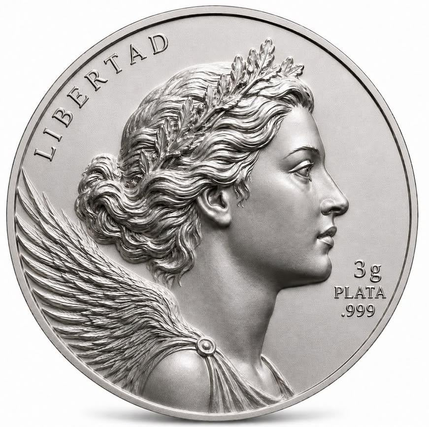 Mexico Libertad Classico 3g .999 Silver Medal. See the Back!