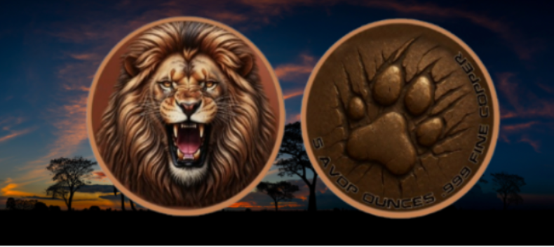5oz UHR Roar of the King Colorized Copper in Capsule (5000 mintage)