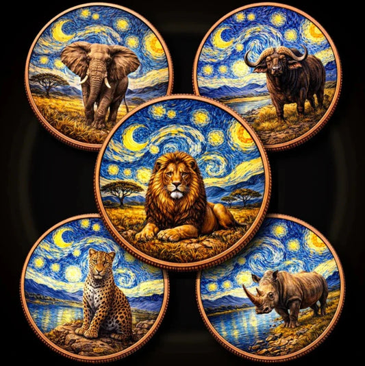 You get ALL 5! 2026 African Big 5 Starry Night Fusion 1oz .999 Copper in Blister