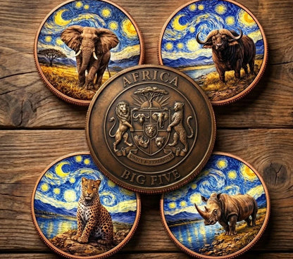 You get ALL 5! 2026 African Big 5 Starry Night Fusion 1oz .999 Copper in Blister