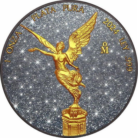 2024 Mexico Libertad Precious Gemstones Galaxite Edition 1 oz Silver Coin (02/09)