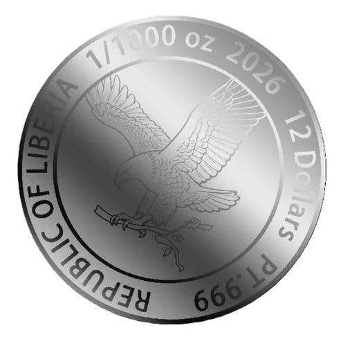 PLATINUM! 2026 Liberia American Bald Eagle 1/1000 oz .999 Platinum Coin in Card