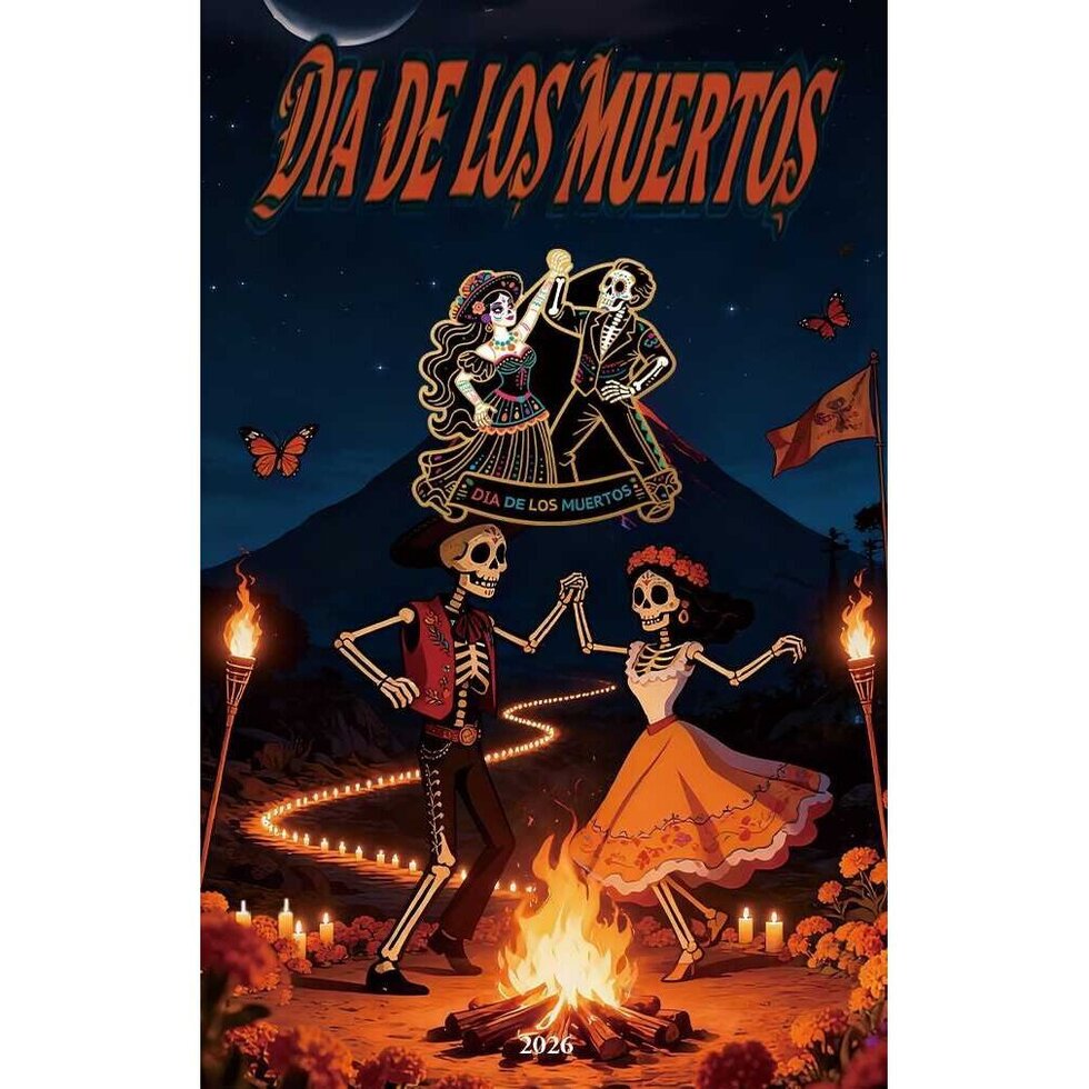 In Stock! 2026 Liberia Dia De los Muertos Bailando Shaped 1/1000 oz Gold Coin in Card (02/07)