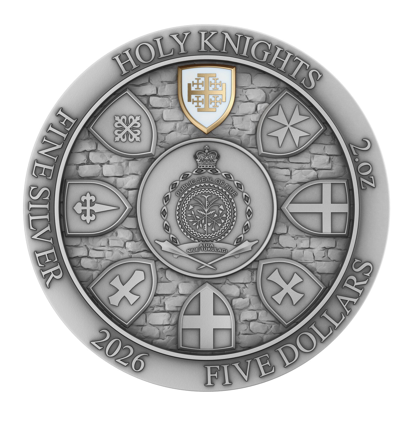 T&S New Series! 2026 Niue 2 oz Jerusalem Knights .999 Silver Coin (08/05)