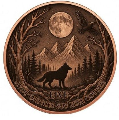 In Stock! Blood Moon Werewolf Colorized 5 oz Copper Medal (02/09)